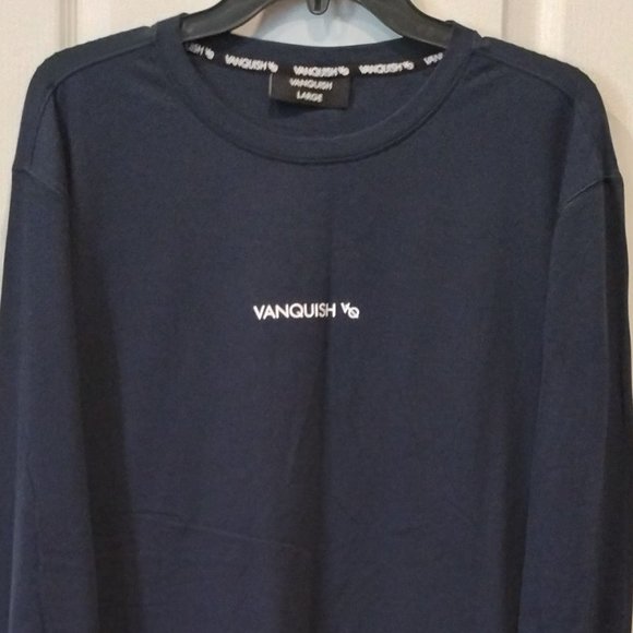 Vanquish Navy Blue Crew Neck Long Sleeve Shirt  Size L - Picture 1 of 11